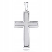 ELEGANCKI DUŻY RODOWANY SATYNOWANY SREBRNY MĘSKI KRZYZYK KRZYZ SREBRO 925