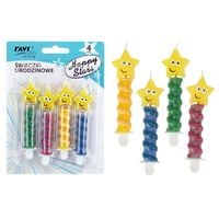 Świeczki urodzinowe Happy Stars 4 szt. 8 cm