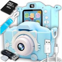 APARAT FOTOGRAFICZNY CYFROWY DLA DZIECI KAMERA ZABAWKA GRY + KARTA 32GB
