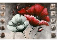 60X40CM MALOWANE MAKI CZERWIENI BRĄZIE OBRAZ