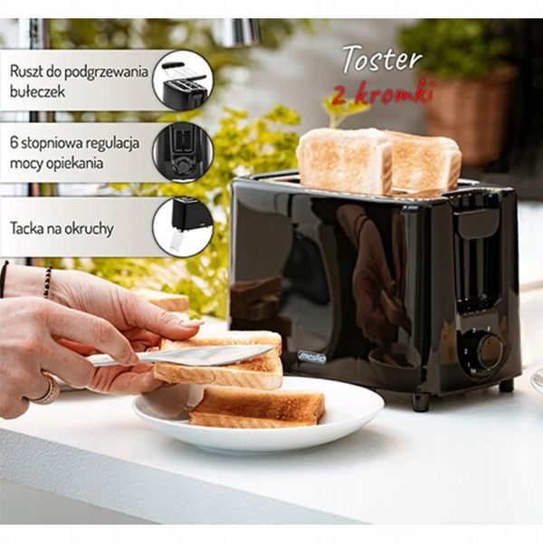 TOSTER PODWÓJNY CZARNY OPIEKACZ SANDWICH 900W zdjęcie 6