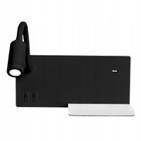 2X Lampa nocna z półką SHELF BLACK LED 4W+5W+2W