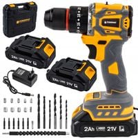 WIERTARKO WKRĘTARKA AKUMULATOROWA BEZSZCZOTKOWA UDAR 21V LED 2xAKU + BITY