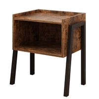 STOLIK NOCNY RUSTYKALNY PÓŁKA LOFT DREWNIANA BRĄZ SYPIALNIA