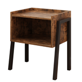 STOLIK NOCNY RUSTYKALNY PÓŁKA LOFT DREWNIANA BRĄZ SYPIALNIA