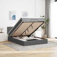 Łóżko otomana z materacem, ciemnoszare, 140x190 cm, tkanina