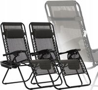 2X LEŻAK OGRODOWY PLAŻOWY FOTEL SKŁADANY ZAGŁÓWEK KIESZEŃ PODSTAWKA