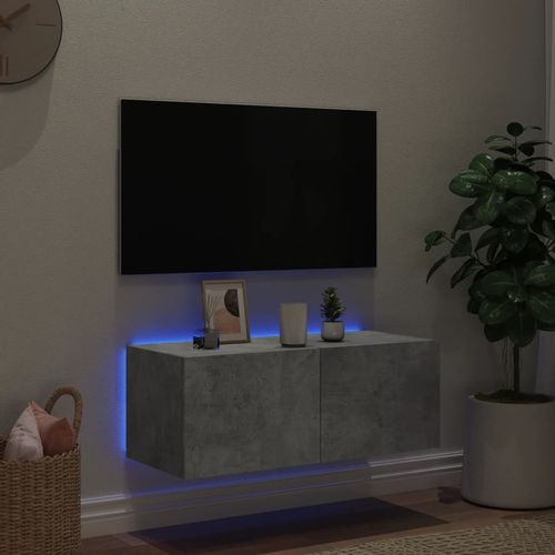 Ścienna szafka TV z LED, szarość betonu, 80x35x31 cm na Arena.pl
