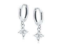 ELEGANCKIE RODOWANE SREBRNE KOLCZYKI GŁADKIE KÓŁKA Z OZDOBĄ BIAŁE CYRKONIE