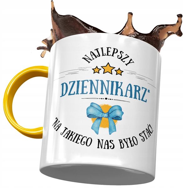 Kubek Żółty Dla Dziennikarza Najlepszy Dziennikarz Z Nadrukiem Ze Zdjęciem zdjęcie 1