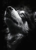 Plakat 13x18cm Portret Zwierząt do Salonu Pokoju | Husky 2 | Czarno Białe