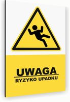 Tabliczka znak informacyjny 30x20 Biała RYZYKO UPADKU Aluminiowa NADRUK UV