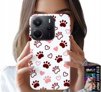 ETUI DO XIAOMI NOTE 14 4G - PSIE ŁAPKI NA BIAŁYM TLE, PIES, KOT, MIŚ