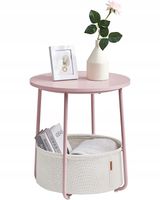 Stolik kawowy OSKAR różowy z koszem pastelowy róż styl 2w1