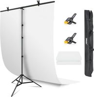 Tło fotograficzne białe ze statywem,stojakiem, klamry,torba 150x200cm EMART