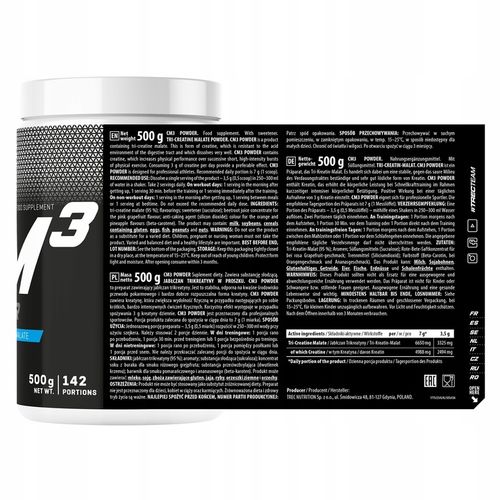 TREC CM3 500G TCM TREC NITROBOLON 300g TREC GLUTAMINE 400g zestaw na Arena.pl