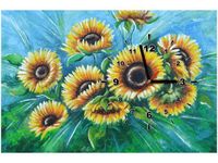 60CM 40CM ZEGAR OBRAZ SŁONECZNIKI NIEBIESKIM DRUK PŁÓTNO RAMA