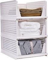 Organizery do szafy kosze szuflady wysuwane składane zestaw 3 szt. białe