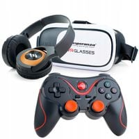 ZESTAW GOGLE VR 360 OKULARY 3D DO TELEFONU Z KONTOLEREM BT I SŁUCHAWKAMI