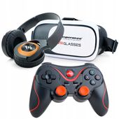 ZESTAW GOGLE VR 360 OKULARY 3D DO TELEFONU Z KONTOLEREM BT I SŁUCHAWKAMI