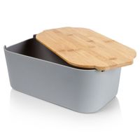 chlebak z deską bambusową szary 259302