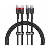 2x Kabel przewód Cafule USB-C - USB-C 100W 1m czerwono-czarny czarno-szary