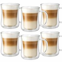 6x SZKLANKI TERMICZNE DO KAWY ZESTAW SZKLANEK DO LATTE HERBATY KUBKI 400ML