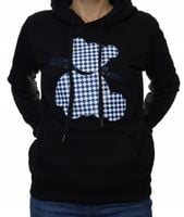 Damska bluza dresowa kangurka z kapturem czarna miś S