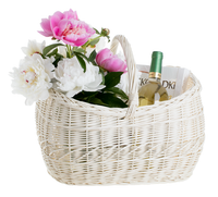 DUŻY Wybielany dekoracyjny KOSZ NA ZAKUPY Z WIKLINY EKOLOGICZNA TORBA ROBOTA RĘCZNA RZEMIEŚLNICZA KOSZ NA GRZYBY 44X32 H25/36 CM