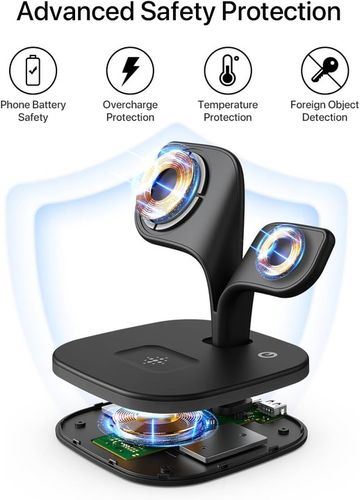 ŁADOWARKA INDUKCYJNA STACJA ŁADUJĄCA 5W1 APPLE USB 18W QC 3.0 MAGSAFE LED na Arena.pl