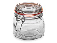 SŁOIK SZKLANY KWADRATOWY Z KLIPSEM KLAMRĄ ART SYPKIE PRZYPRAWY DŻEM 0,5 L