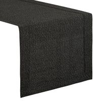 Bieżnik z ozdobną kantą i srebrną nicią STELLA 40X180 czarny