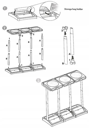 Stojak worki Segregacji Kosz Śmieci 3 Stanowiska na Arena.pl