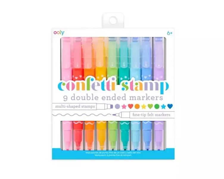 Flamastry dwustronne ze stempelkami Confetti Stamp zdjęcie 1