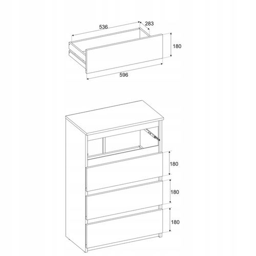 KOMODA Z SZUFLADAMI CZARNA DĄB WOTAN 60CM NOWOCZESN POJEMNA SZAFKA RTV na Arena.pl