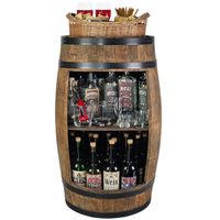 Regał na wino beczka z wiklinową tacką do serwowania lokalu 80x50 wenge