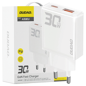 ładowarka sieciowa gan dudao a30eu 30w usb-a / usb-c - biała