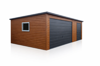 Garaż Blaszany 5x5m Drewnopodobny Spad na Tył Brama Uchylna Grafit