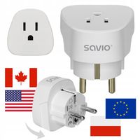 Adapter podróżny Przejciówka USA na EU Gniazdo US Wtyczka EU PL SAVIO