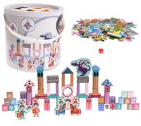 Drewniany Zestaw Klocków Zamek Z Rycerzami Dla Dzieci 3+ Drewniane Figurki