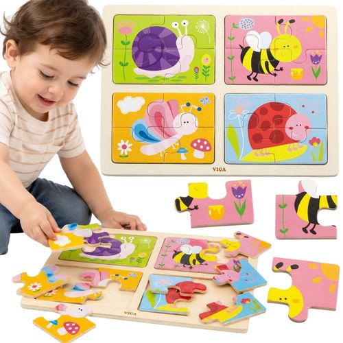 VIGA Drewniane Puzzle Owady 4w1 na Arena.pl