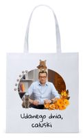 Mateusz Morawiecki Pis Torba Eco Biała Shopper Z Nadrukiem Ze Zdjęciem
