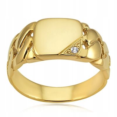 SYGNET ZŁOTY MĘSKI PANCERKA Z BRYLANTEM 585 / R28 na Arena.pl