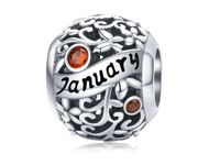 Rodowany srebrny charms do pandora miesiąc styczeń month january cyrkonie srebro 925 CHARM214