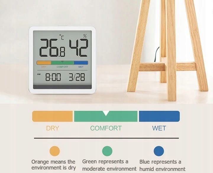 STACJA POGODY TERMOMETR HIGROMETR ZEGAR KALENDARZ MONITOR TEMPERATURY zdjęcie 3