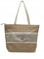 Laura Biaggi - torebka shopper ciemny beż juta złote wstawkiS2432