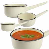 RONDEL 1,5L EMALIOWANY GŁADKI BEŻOWY GARNEK RONDELEK TRADYCYJNY