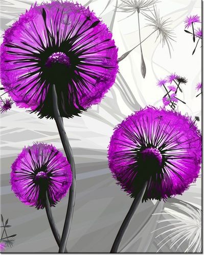 40CM 50CM OBRAZEK ŚCIENNY DMUCHAWCE FIOLECIE DRUK PŁÓTNO OBRAZ na Arena.pl