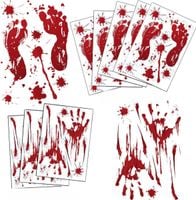 Dekoracje na Halloween Naklejki Krwawe Ślady Tatuaże Zestaw 126 Sztuk