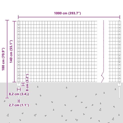 Ogrodzenie z słupkami Zielony 1.4 x 10 m Stal na Arena.pl
